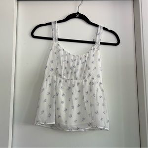 A&F White Floral Tank NWT